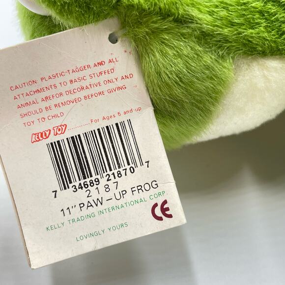 Kelly Toy Vintage 11" Paw Up Waving Arm Frog Plush Green Kellytoy - Picture 8 of 8